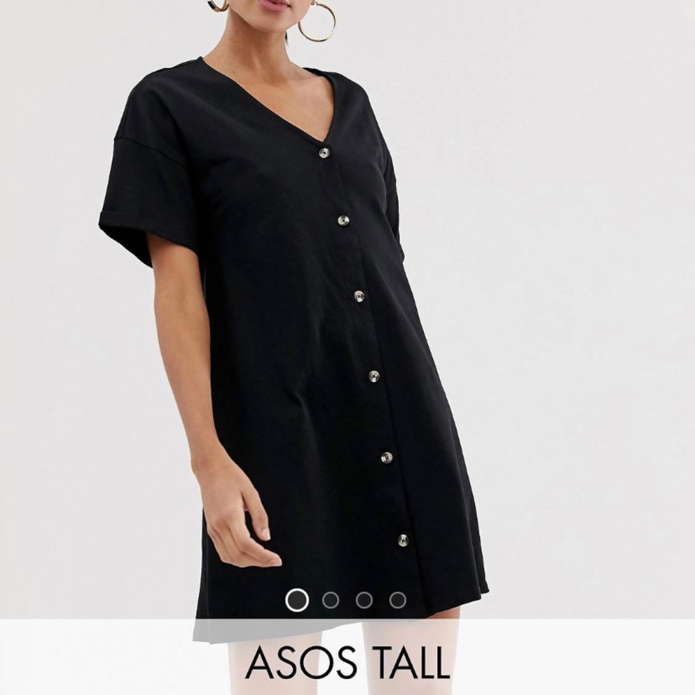 ASOS DESIGN Tall mini slub button through swing dress